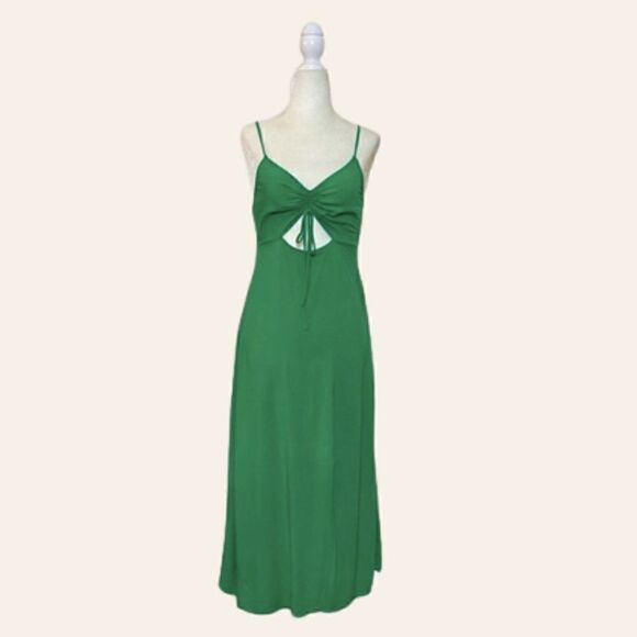 Top Shop Cutout Keyhole Kelly Green Midi Dress Size 2 - Picture 1 of 9